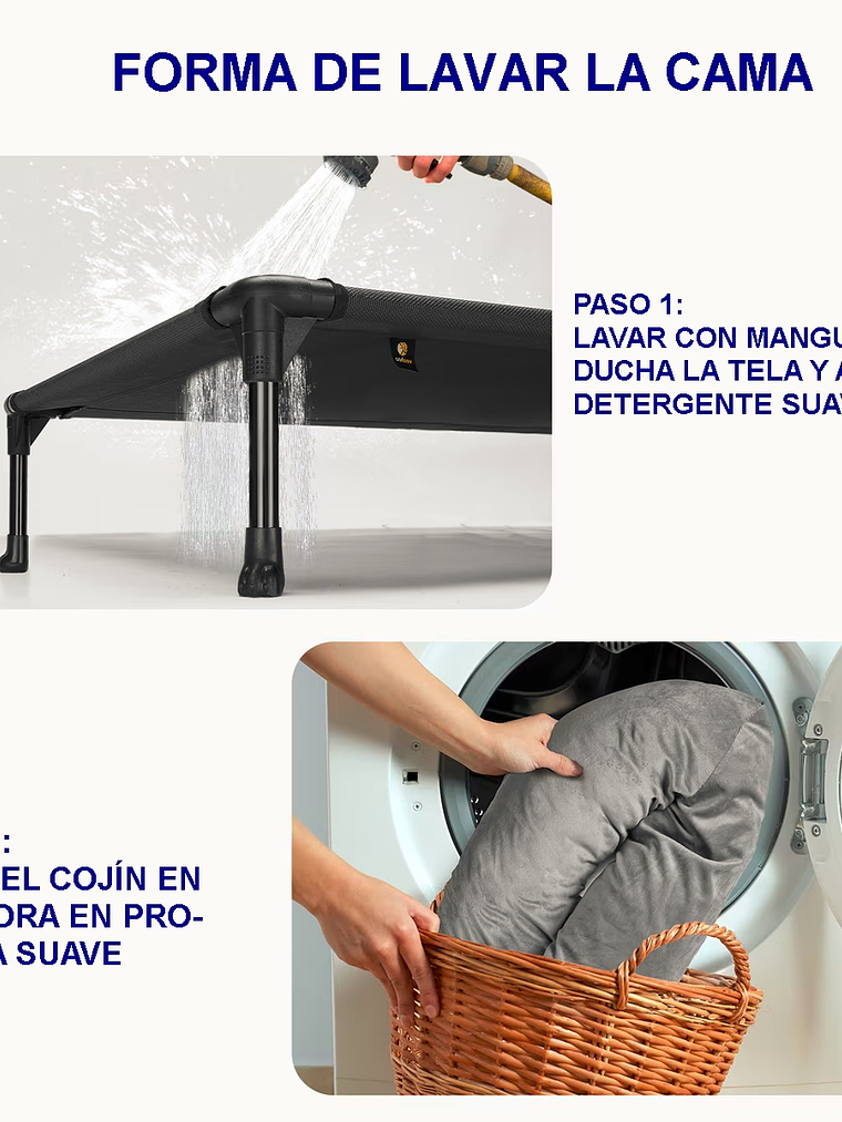 Cama elevada para mascota con respaldo acolchado TALLA XL 5