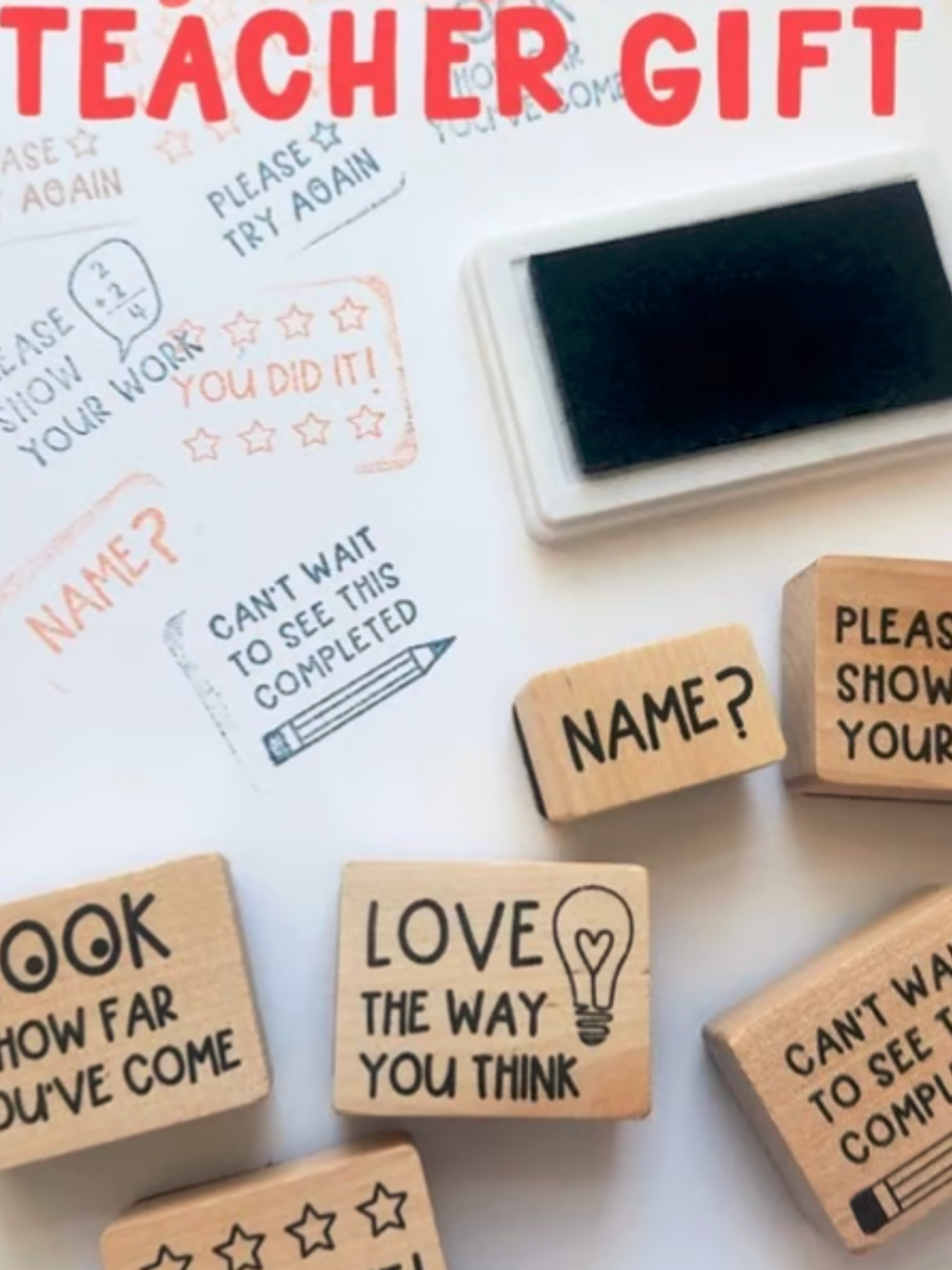 SET de 9 timbres de madera con frases en inglés 1