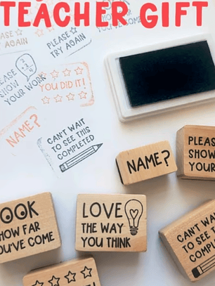 SET de 9 timbres de madera con frases en inglés