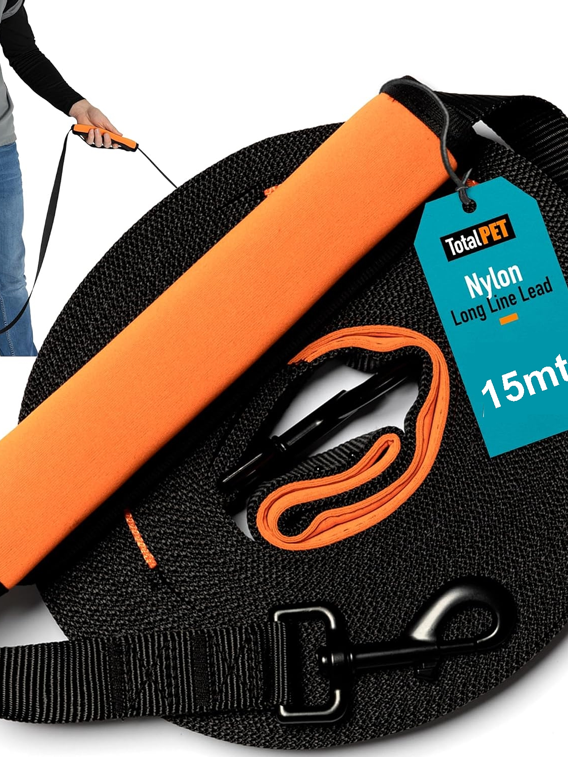 Correa de entrenamiento 15mt para perro con asa y bolso de transporte 2