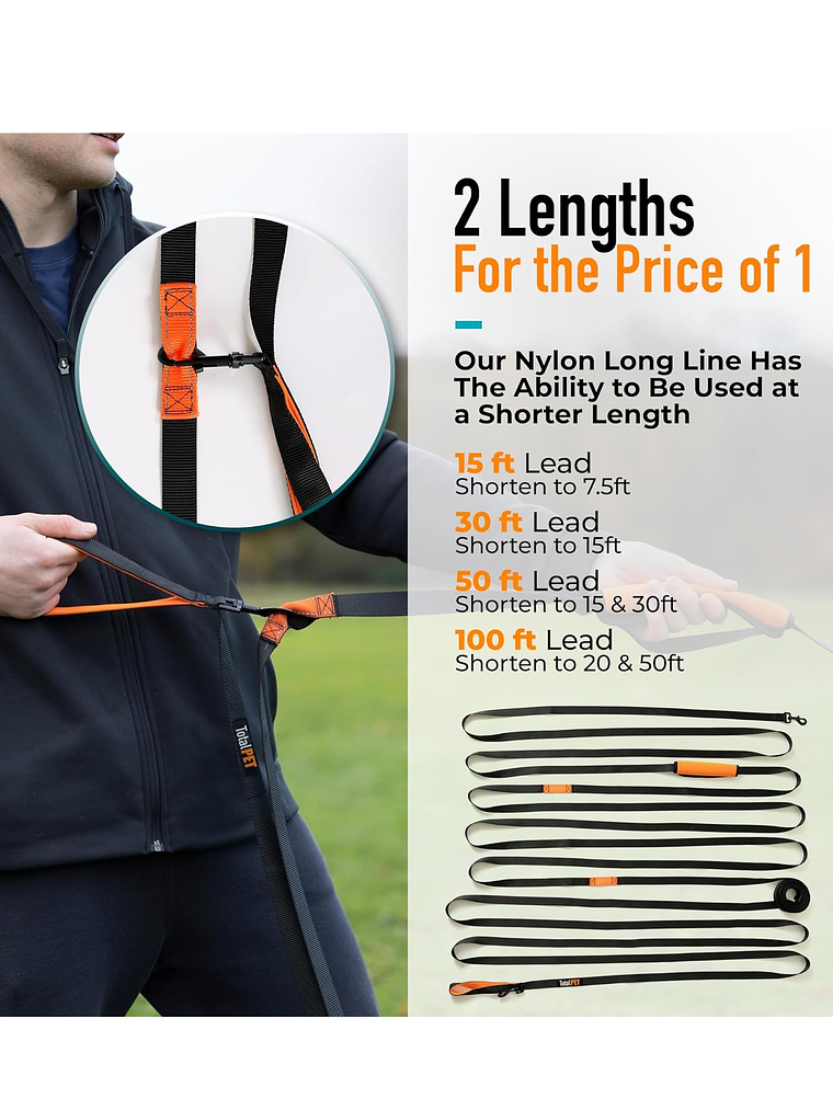 Correa de entrenamiento 15mt para perro con asa y bolso de transporte 3