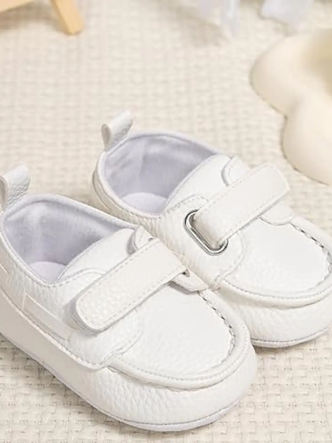 Mocasines para bebé con cierre velcro 0-6 meses 11 cm blanco 2