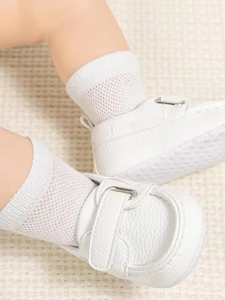 Mocasines para bebé con cierre velcro 0-6 meses 11 cm blanco 3