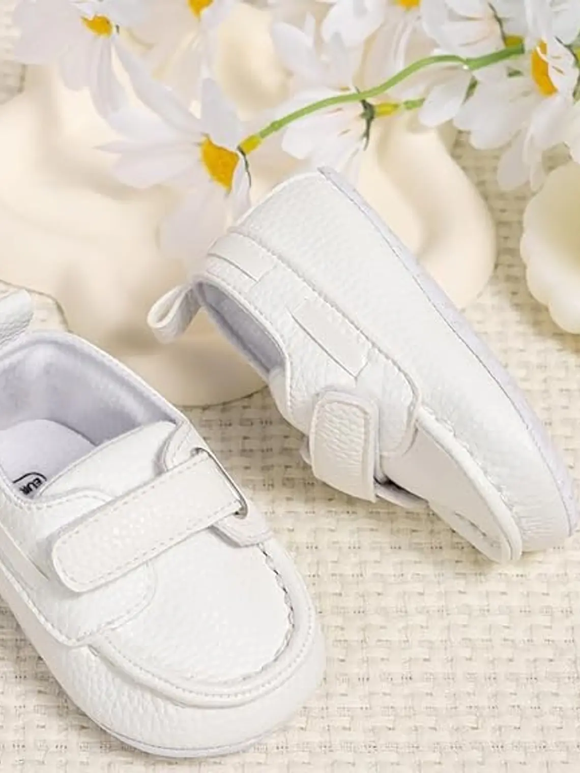 Mocasines para bebé con cierre velcro 0-6 meses 11 cm blanco 5