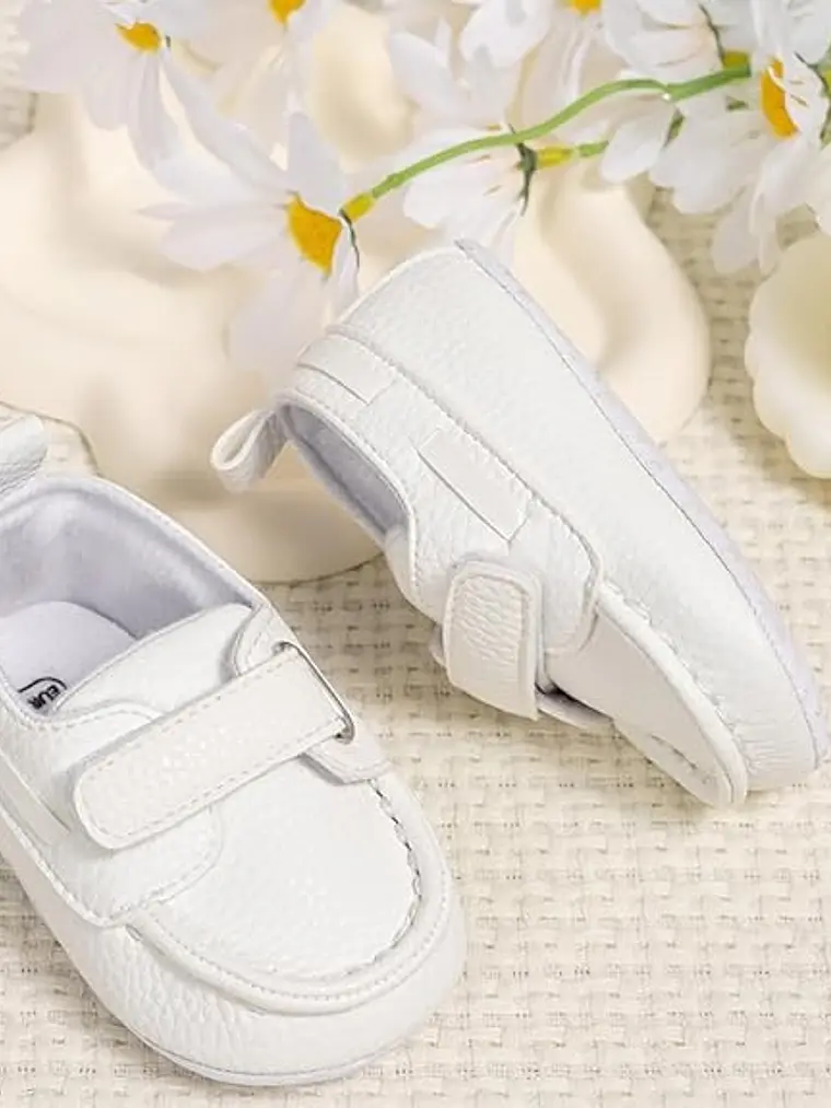 Mocasines para bebé con cierre velcro 0-6 meses 11 cm blanco 5