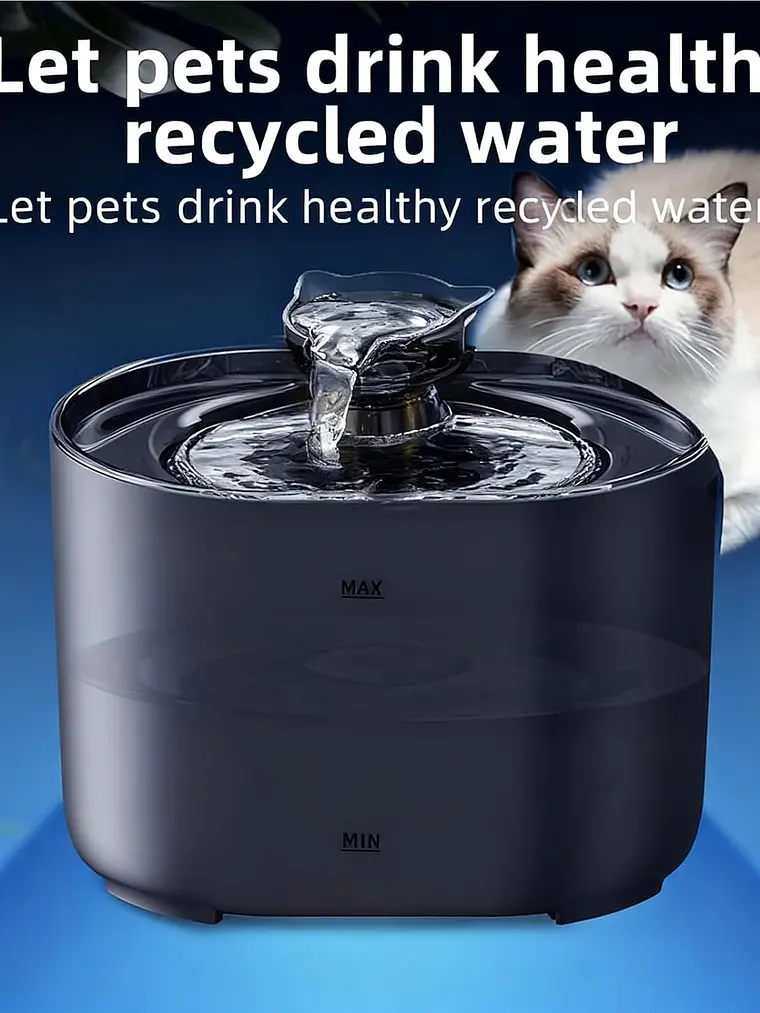 Bebedero eléctrico USB para mascota 2,2 litros acrílico negro 6