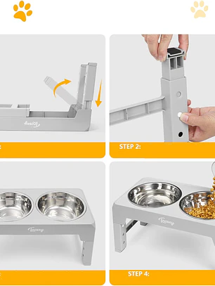 Comedero mascota elevado  4 alturas 1.2lts 