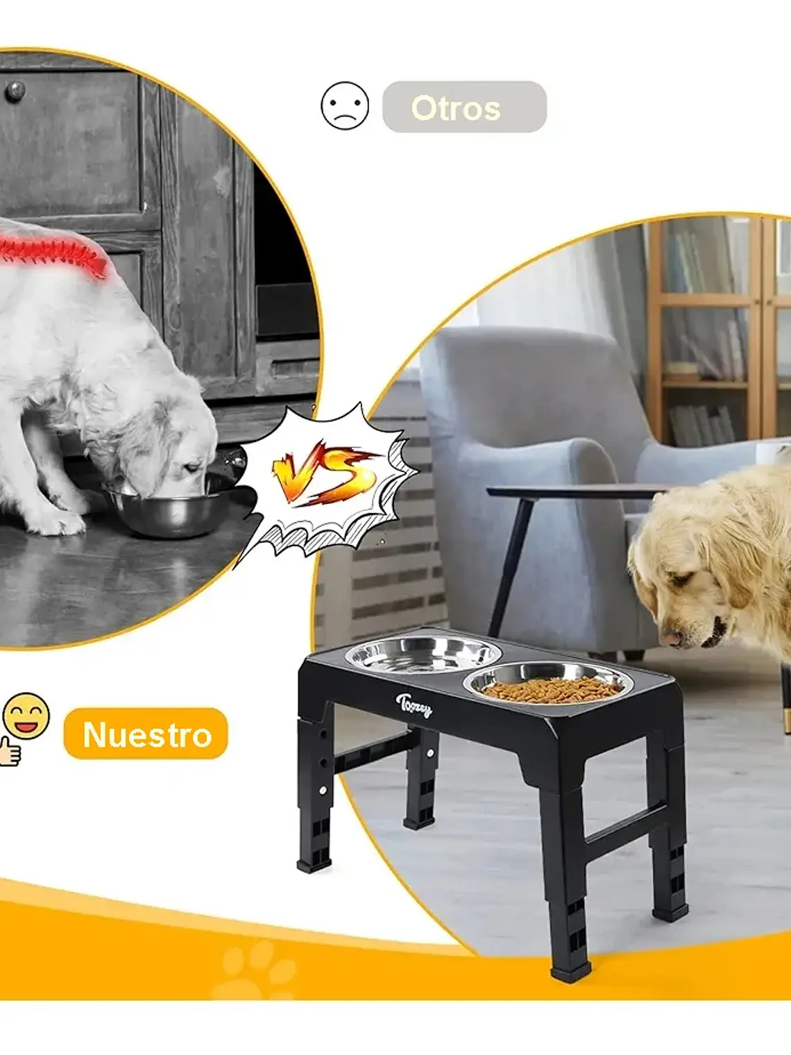 Comedero mascota elevado  4 alturas 1.2lts  4