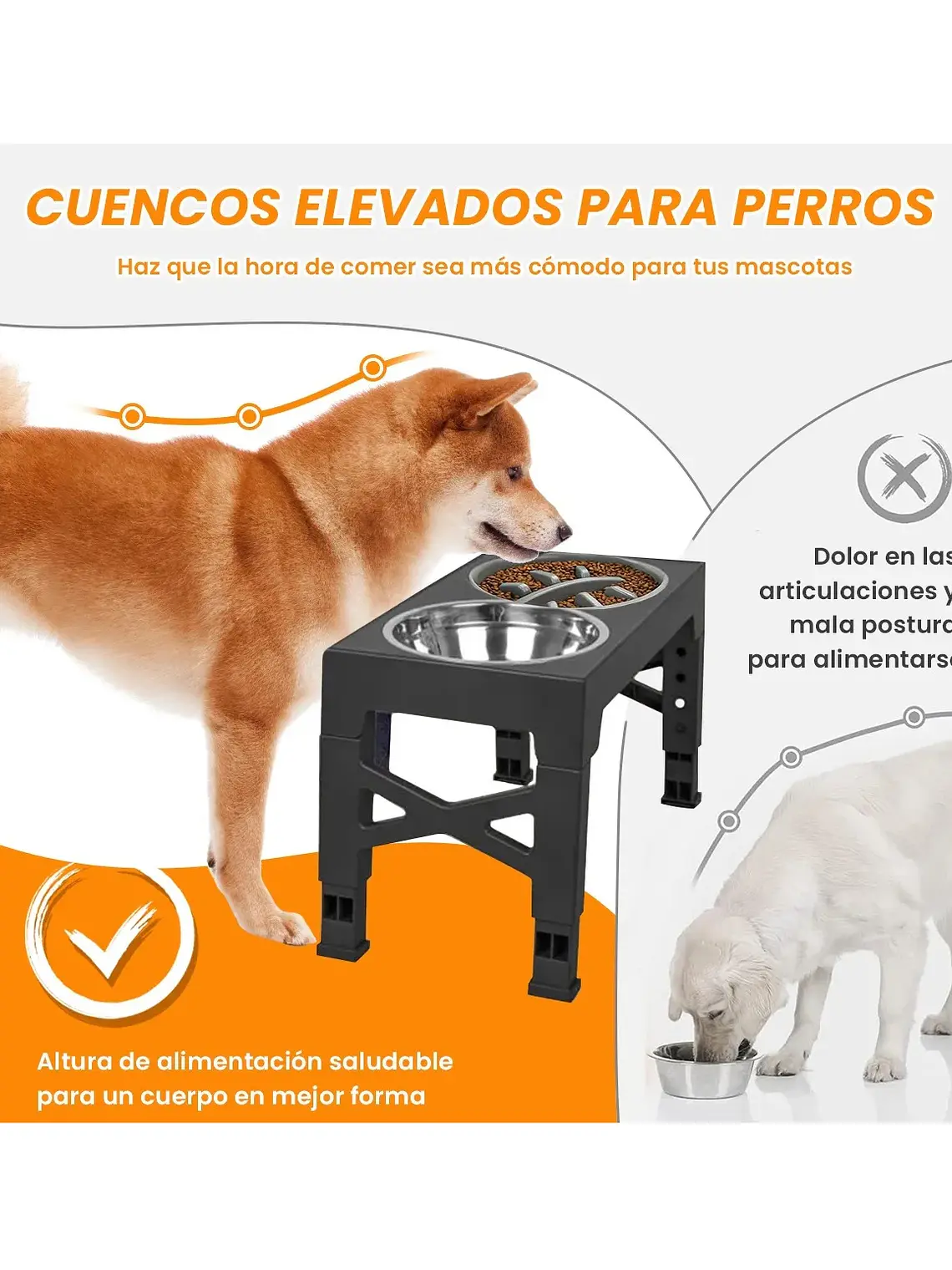 Comedero mascota elevado  4 alturas 1.2lts  9