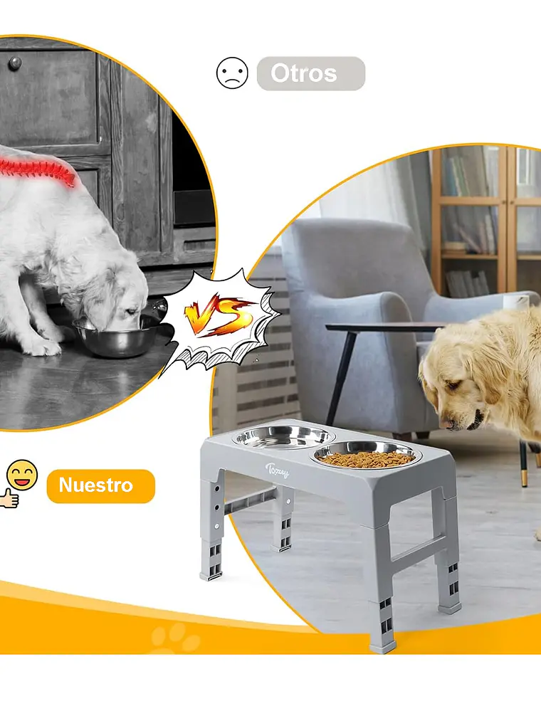 Comedero mascota elevado  4 alturas 1.2lts  10