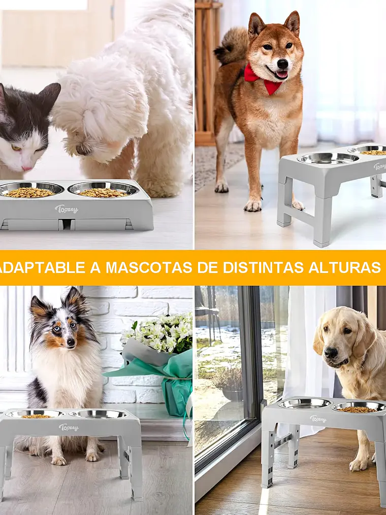 Comedero mascota elevado  4 alturas 1.2lts  11