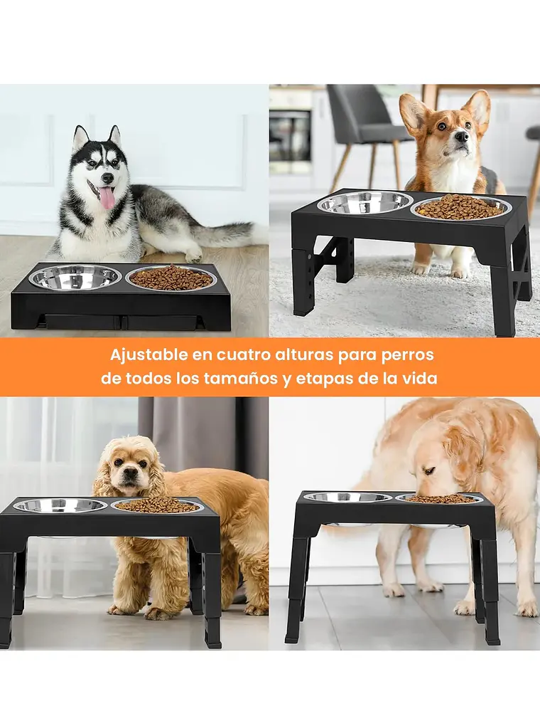 Comedero mascota elevado  4 alturas 1.2lts  13