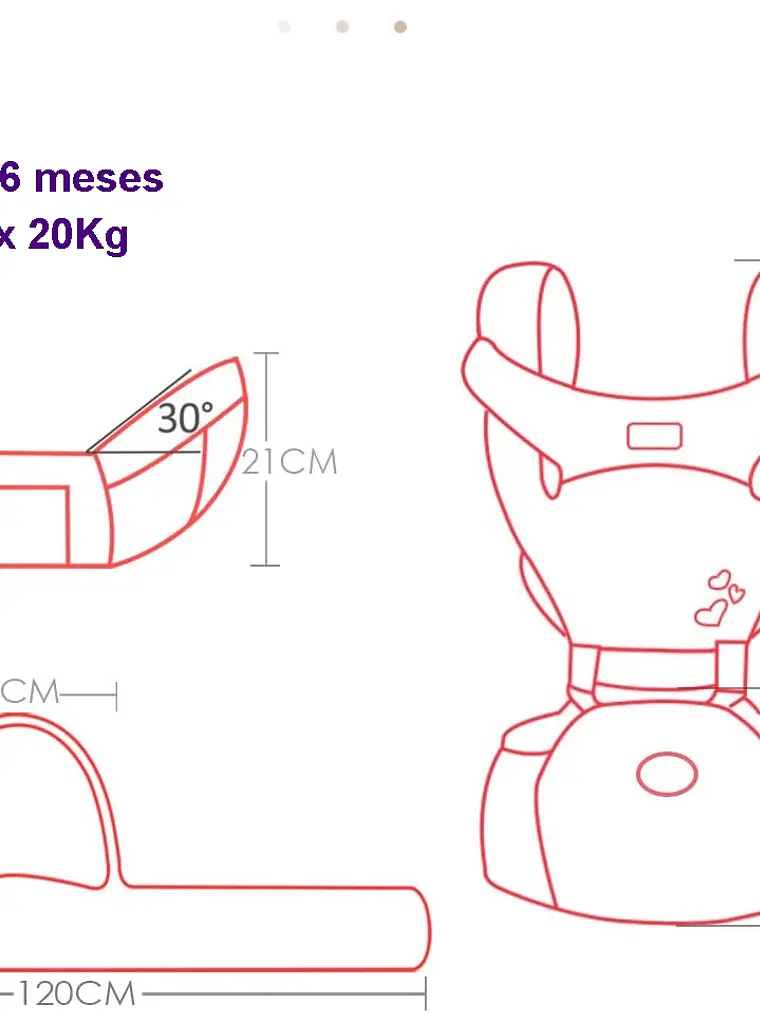 Porta Bebé hasta 36 meses 20 kg algodón-COLORES 9