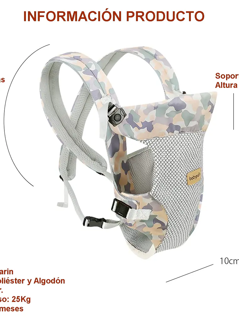 Porta Bebé transpirable 4 posiciones hasta 36 meses 25 kg 3