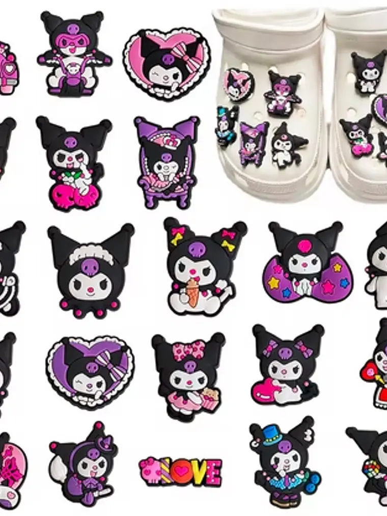 21 CHARMS decorativos KUROMI para zapatos tipo Crocs 1