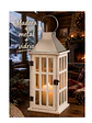 Farol de Adorno de estilo rústico en madera, latón y  vidrio 39cm altura - Miniatura 1