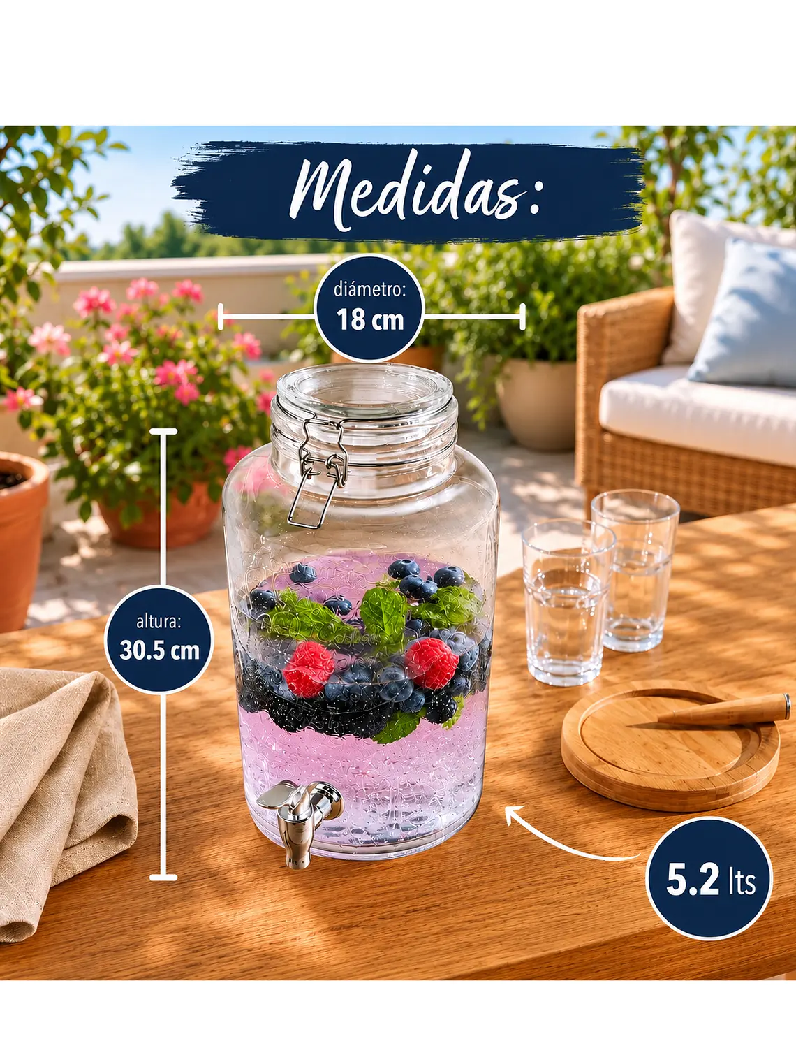 Dispensador de vidrio para agua y otros líquidos-MODELOS 6