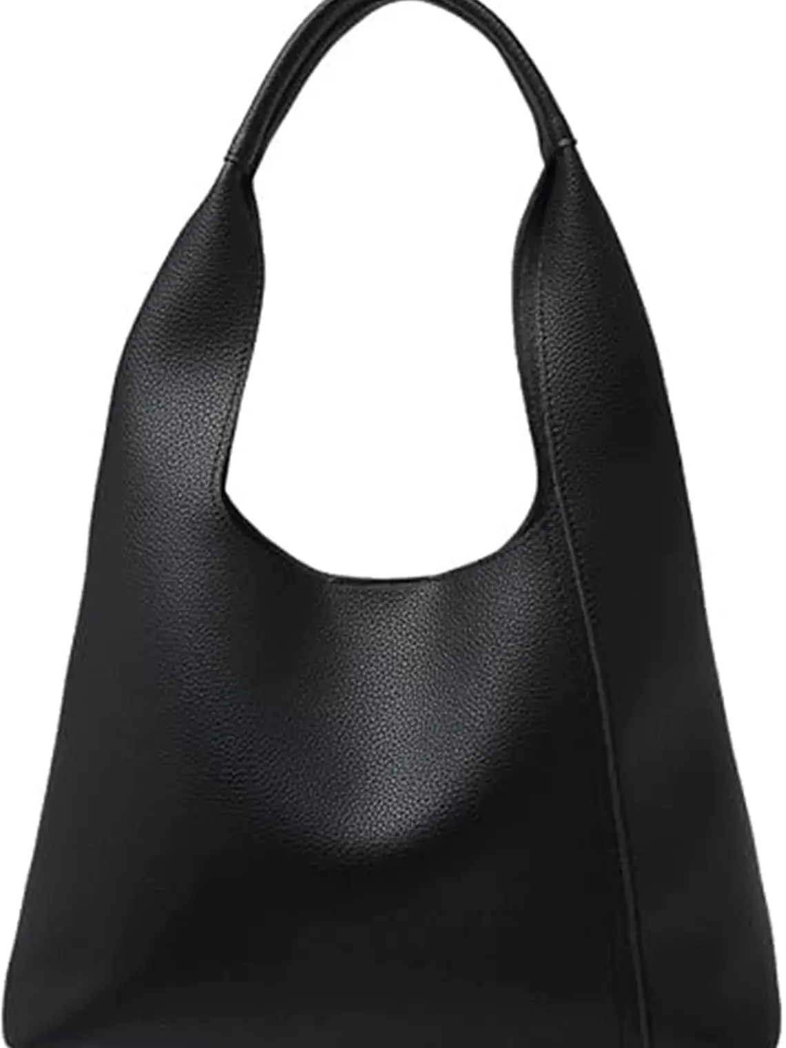 Tote bag color negro con broche sin cierres PU Negro textura cuero 2