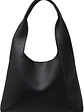 Tote bag color negro con broche sin cierres PU Negro textura cuero - Miniatura 2
