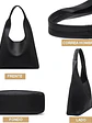 Tote bag color negro con broche sin cierres PU Negro textura cuero - Miniatura 3