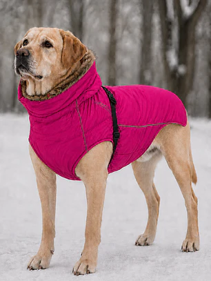 Chaqueta perro grande con forro polar Talla M FUCSIA ARNÉS INCLUIDO