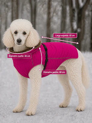 Chaqueta perro grande con forro polar Talla M FUCSIA ARNÉS INCLUIDO