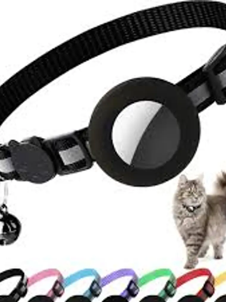 Collar mascota tela con funda para Airtag ROJO Talla S 4