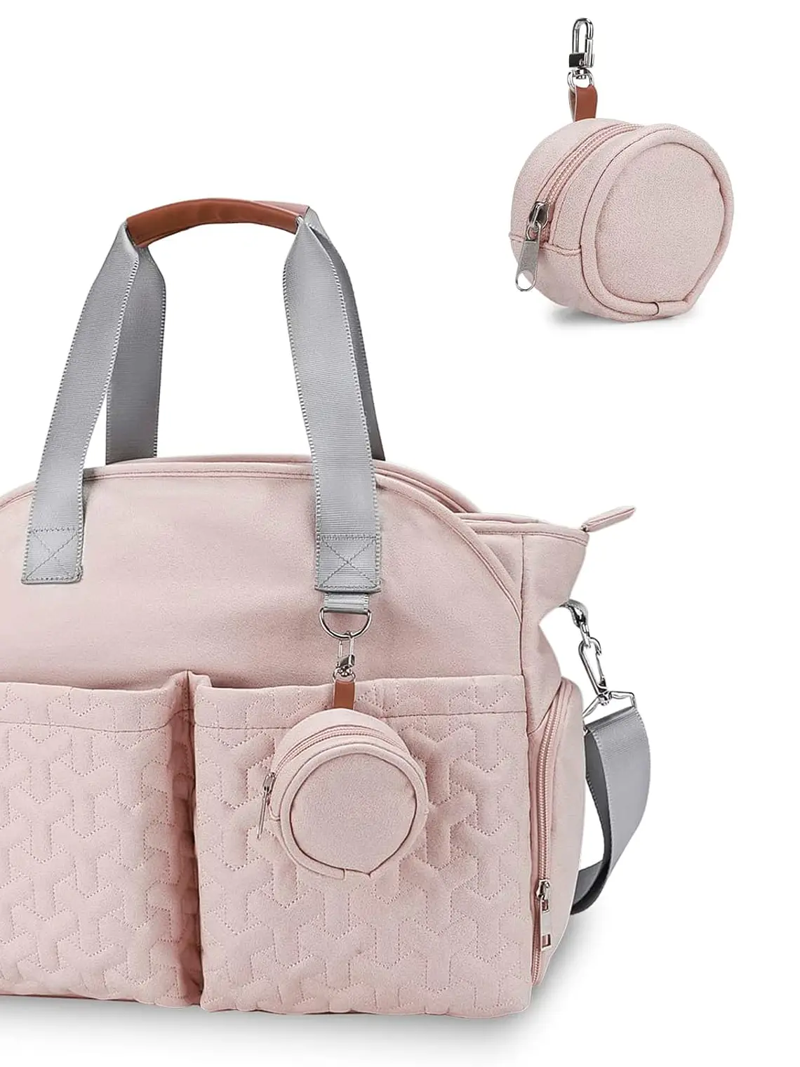 Bolso maternal rectangular muchos compartimientos Color Rosa 3