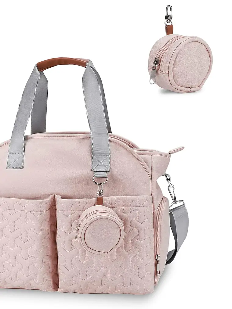Bolso maternal rectangular muchos compartimientos Color Rosa 3