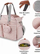 Bolso maternal rectangular muchos compartimientos Color Rosa - Miniatura 6