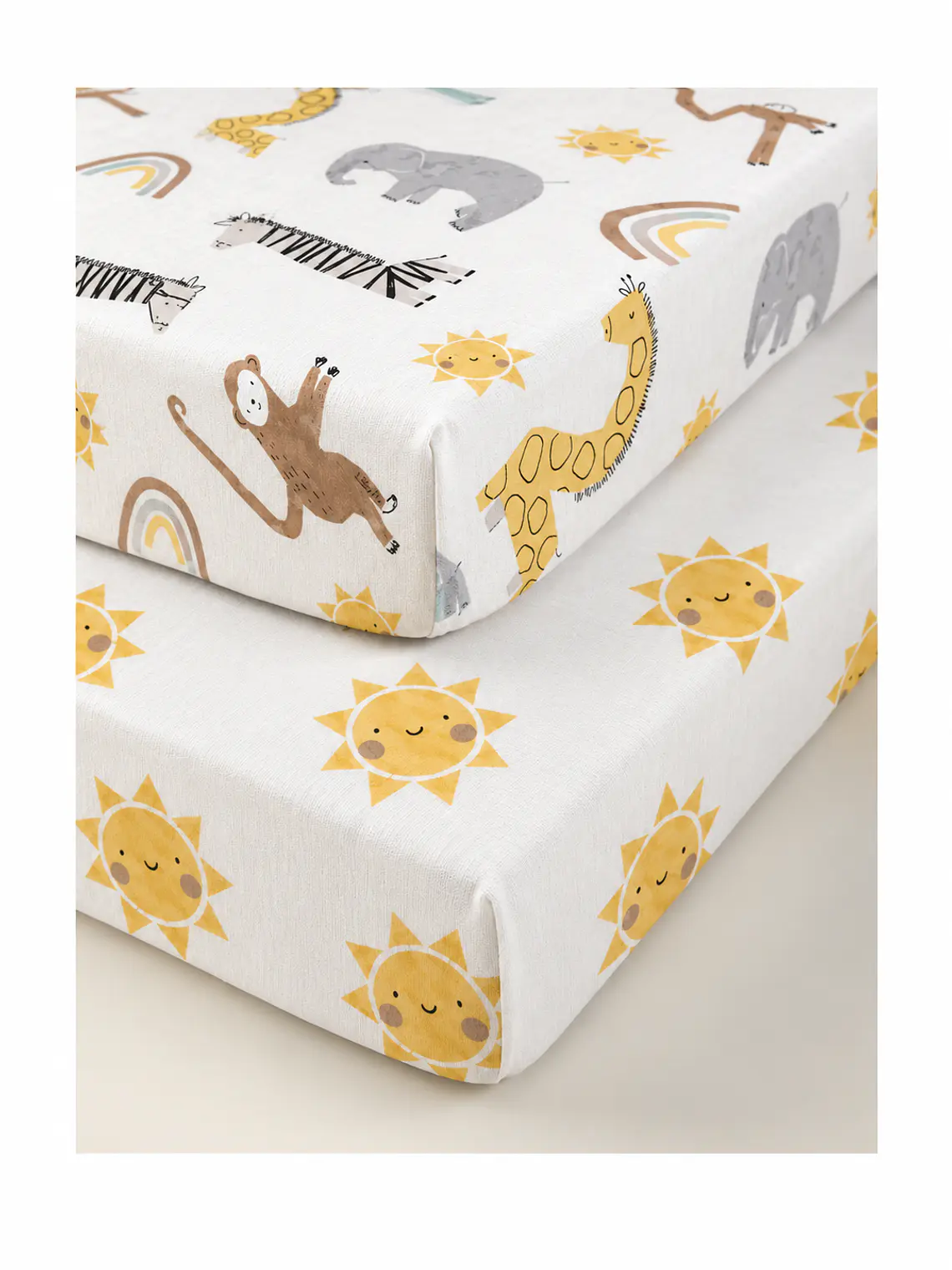 Set 2 sábanas bajeras jersey algodón para cuna 70x140x18cm -DISEÑOS 24