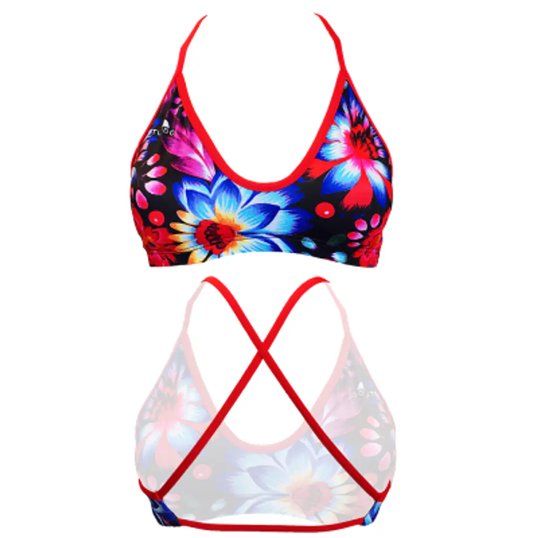 TOP BIQUINI NATAÇÃO MARE BLACK FLOWER 1