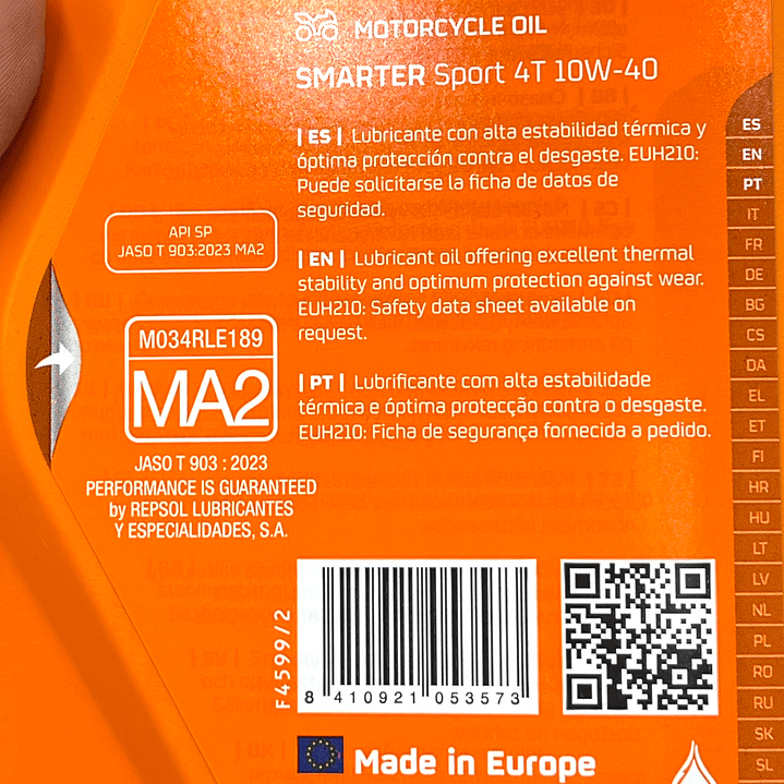 Aceite Sintético Moto Sport 10w40 Repsol 4t 5
