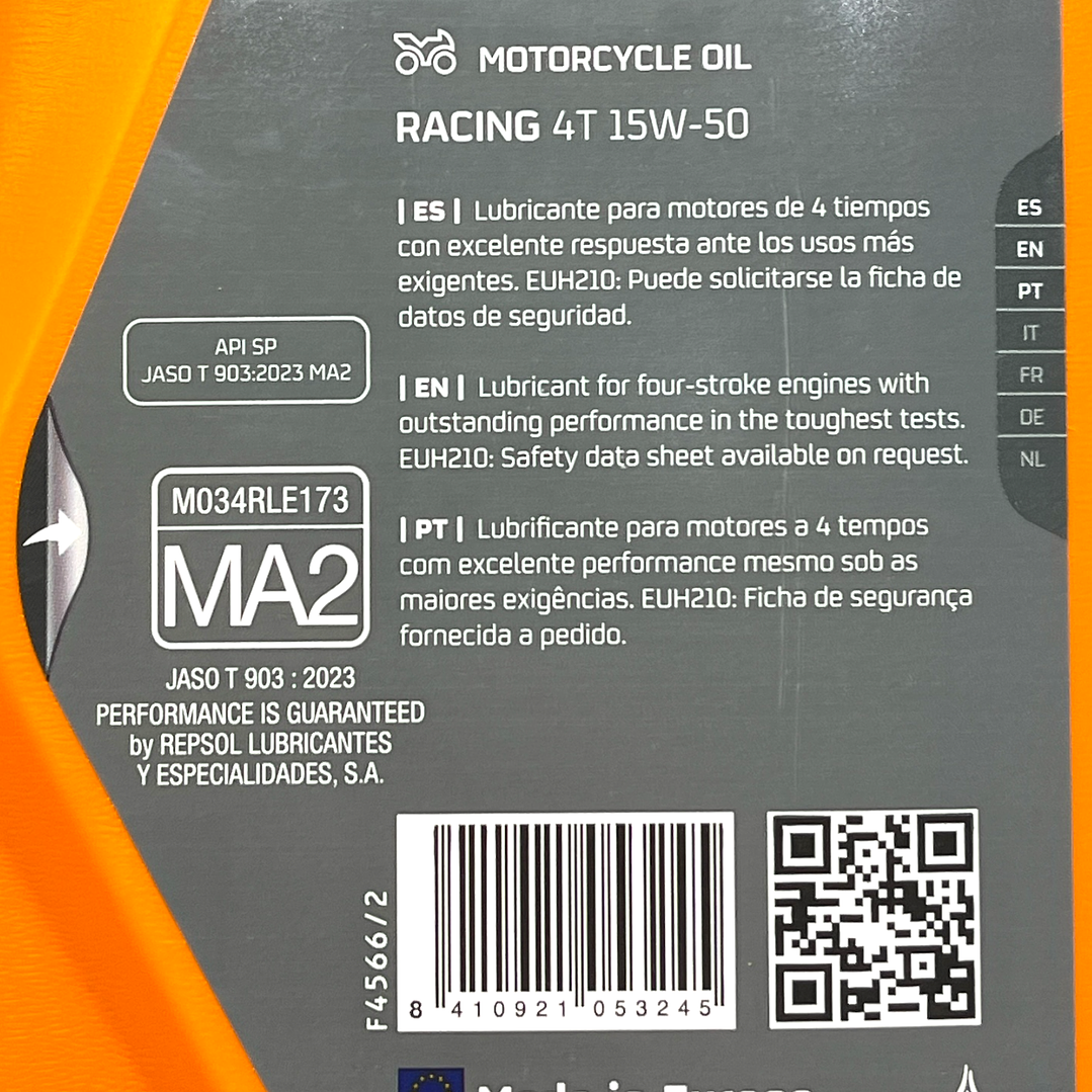  Aceite Repsol Moto Racing 15w50 4t 100% Sint, 1 litro 6
