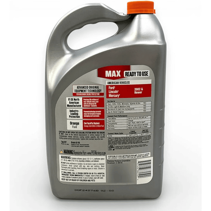 Anticongelante Y Refrigerante Prestone Max 50/50 Naranja Naranja 3