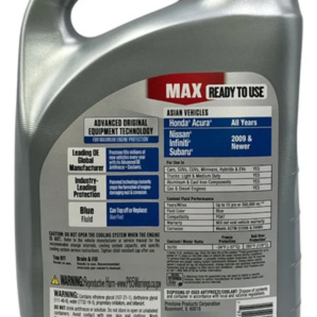 Coolant Prestone Honda/nissan 50/50 3.78 L Azul 3