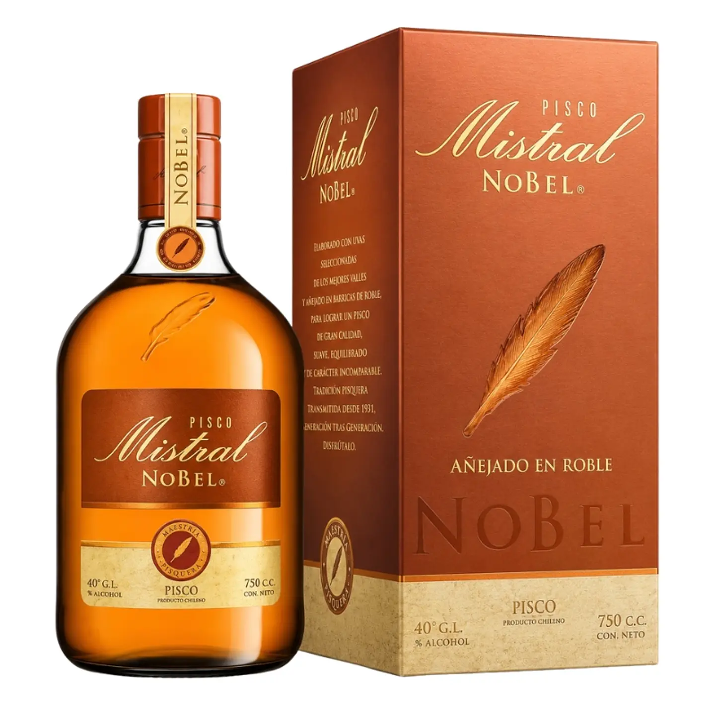 Pisco Mistral Nobel Barrica Tostada 750cc 4