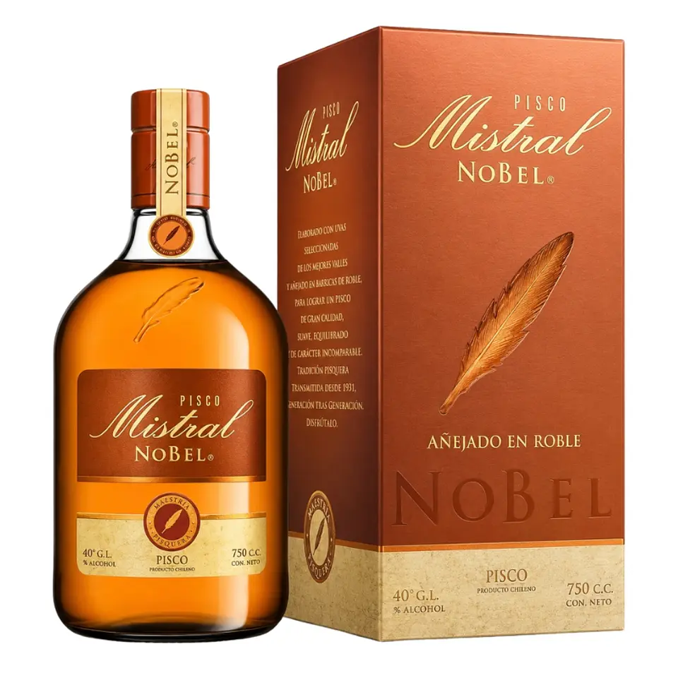 Pisco Mistral Nobel Barrica Tostada 750cc 4