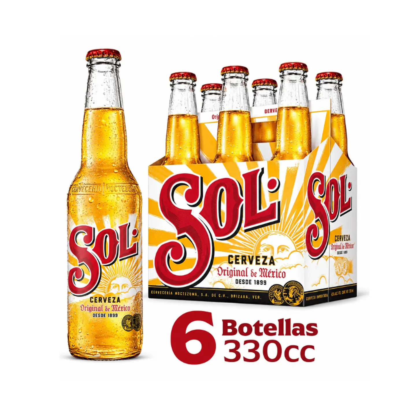 Pack 6 un. Cerveza Sol Lager 4.5° 330 cc 1
