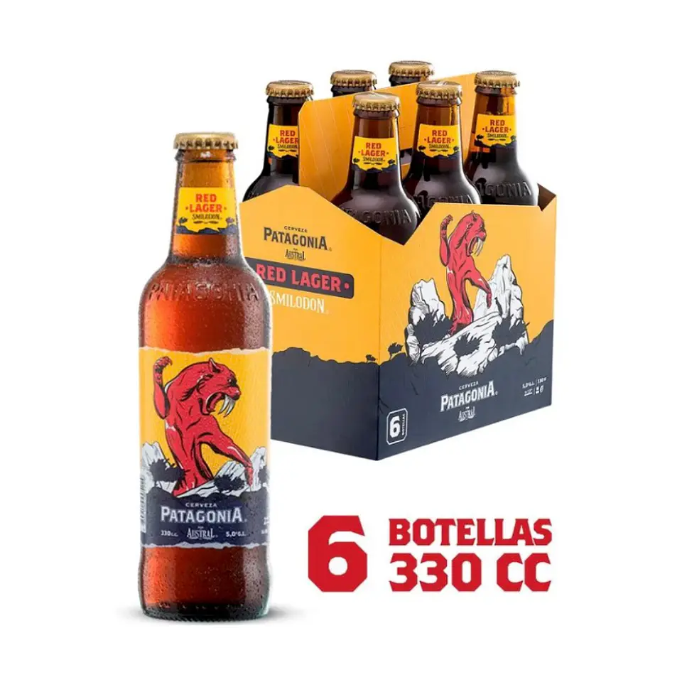 Pack 6 un. Cerveza Austral Patagonia Red Lager 5.0° 330 cc 1
