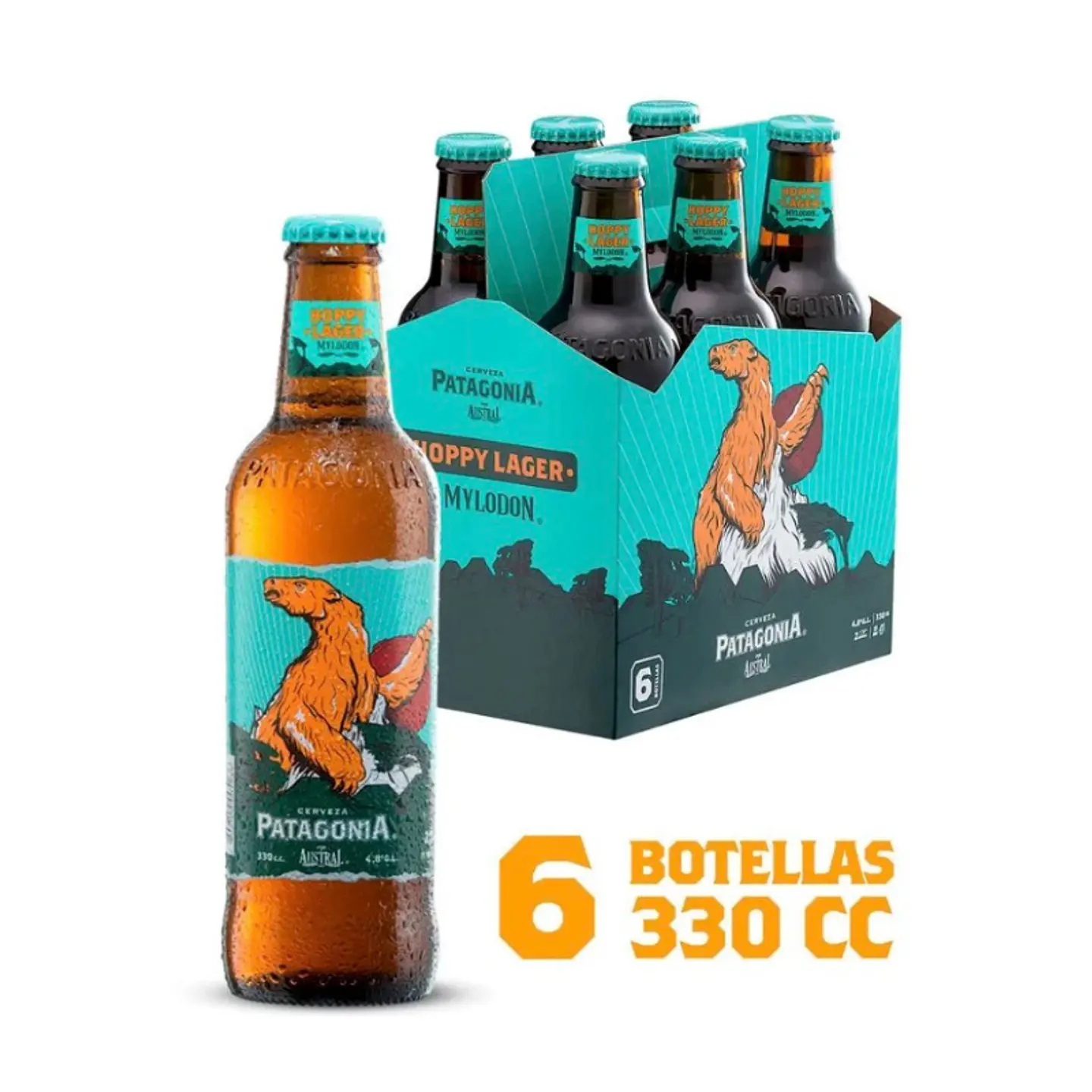 Pack 6 un. Cerveza Austral Patagonia Hoppy Lager 4.8° 330 cc 1