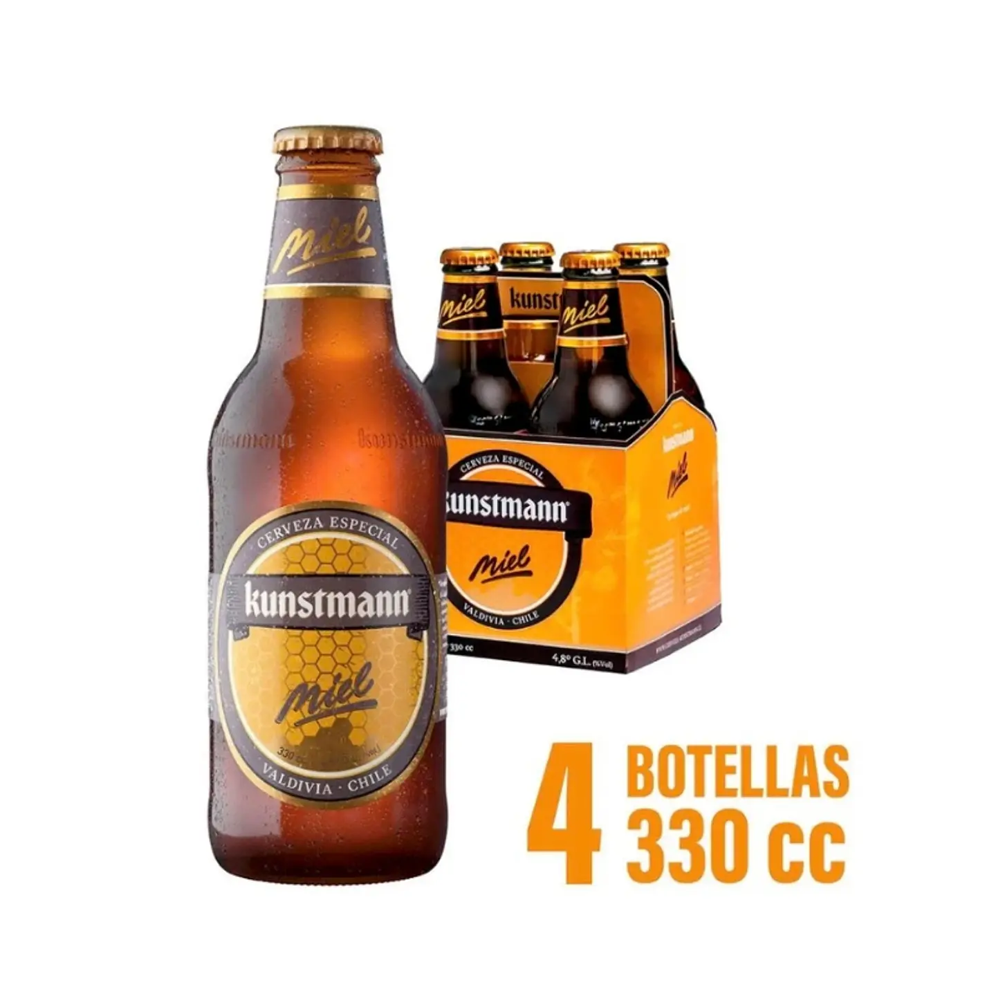 Pack 4 un. Cerveza Kunstmann Miel 4.8° 330 cc 1