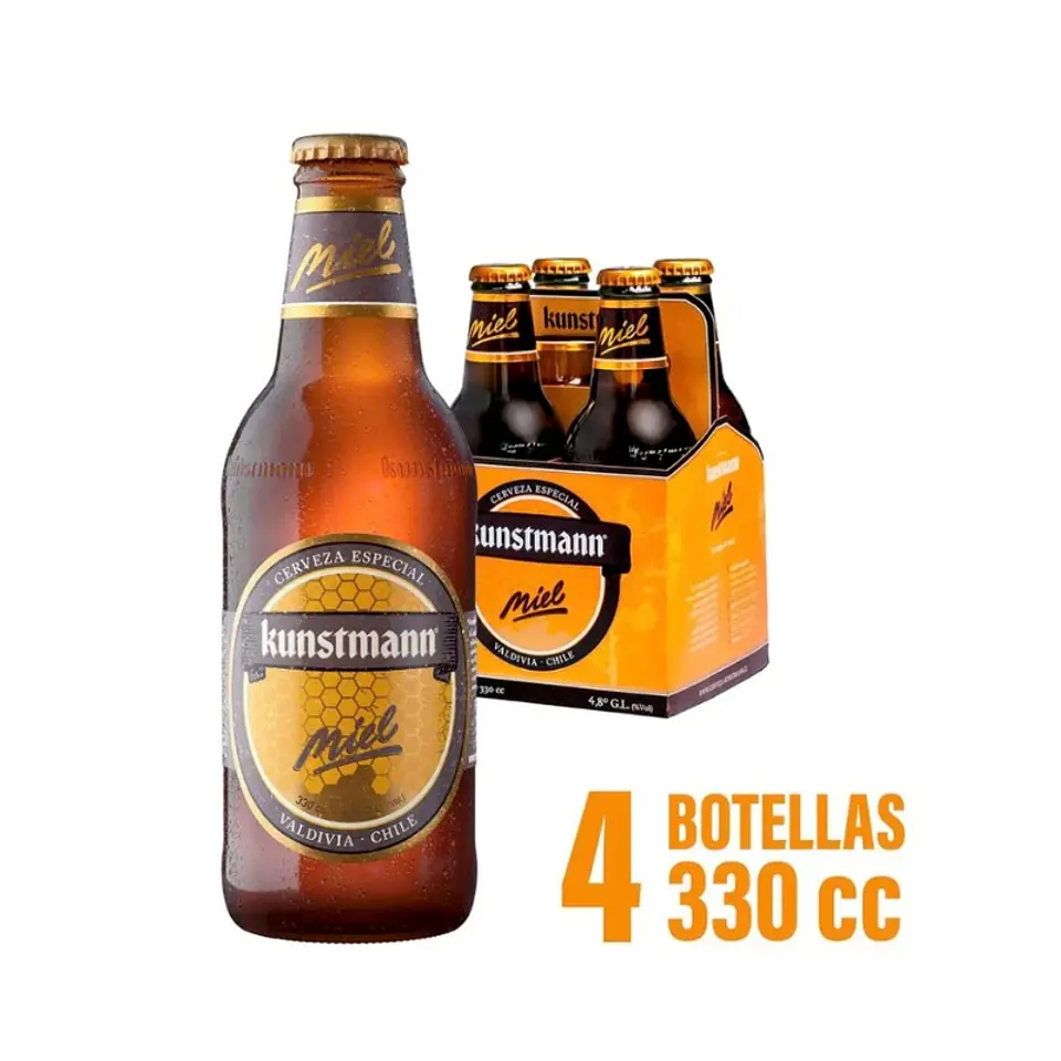 Pack 4 un. Cerveza Kunstmann Miel 4.8° 330 cc 1