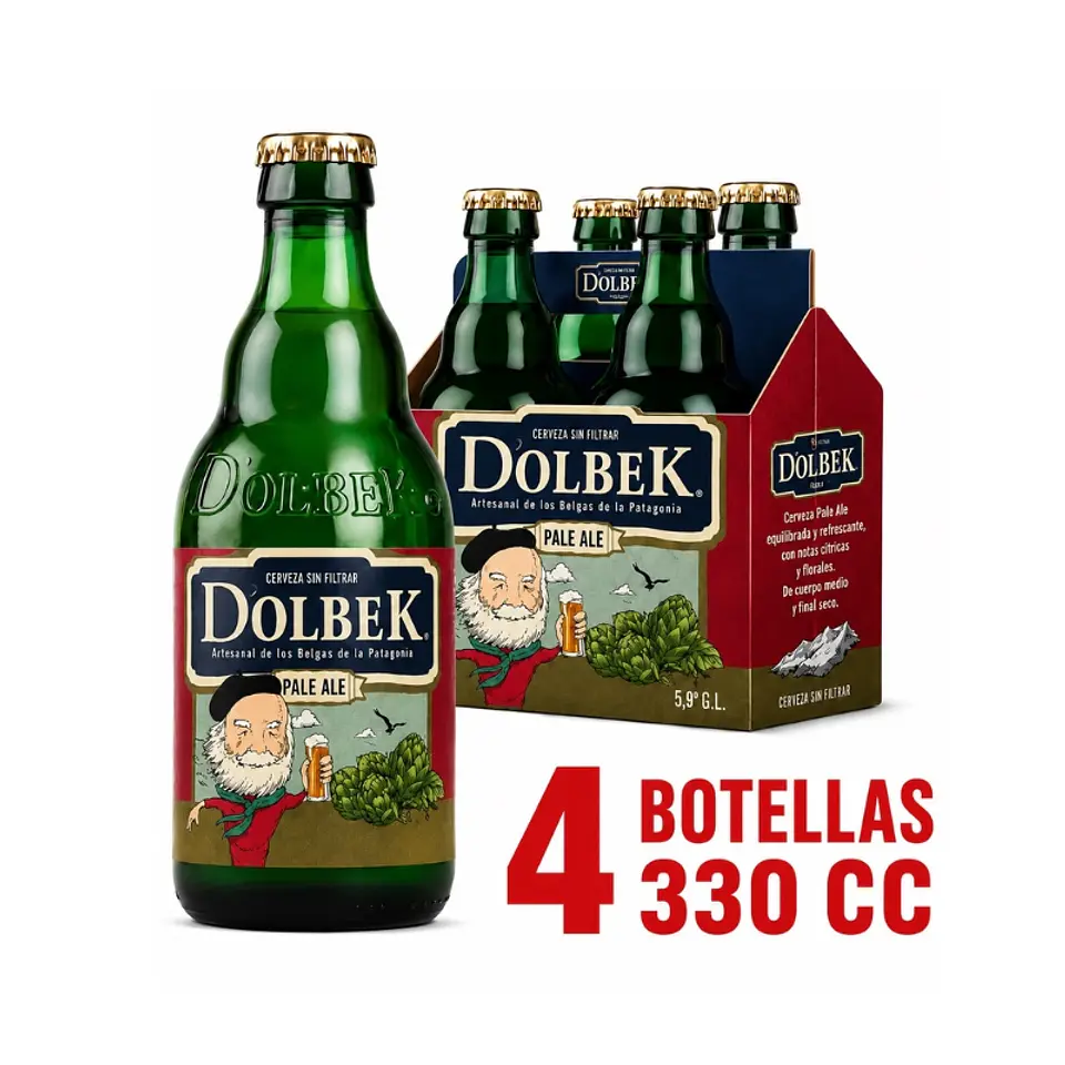 Pack 4 un. Cerveza Dolbek Lager Belga 4.5° 330 cc 1