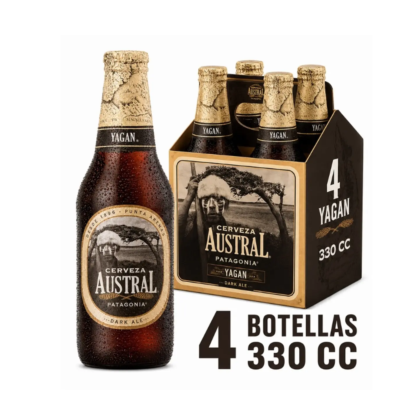 Pack 4 un. Cerveza Austral Yagan Dark Ale 5.0° 330 cc 1