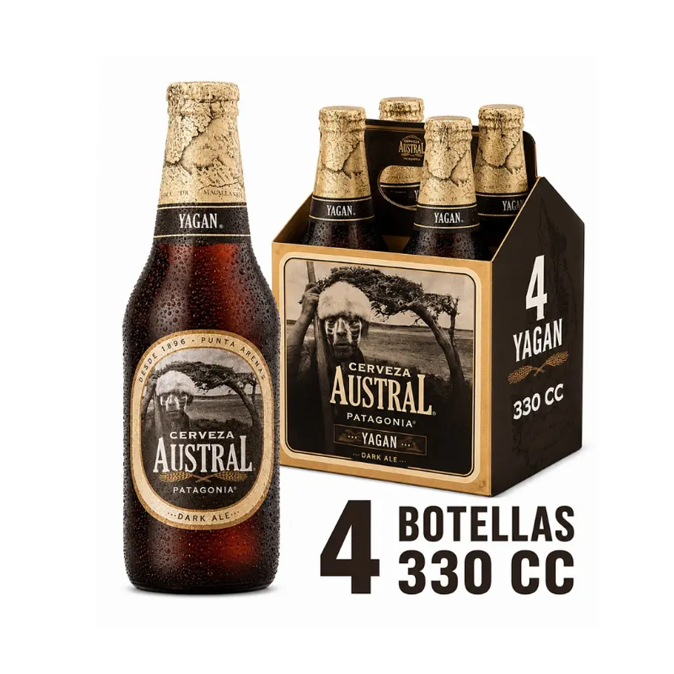 Pack 4 un. Cerveza Austral Yagan Dark Ale 5.0° 330 cc 1