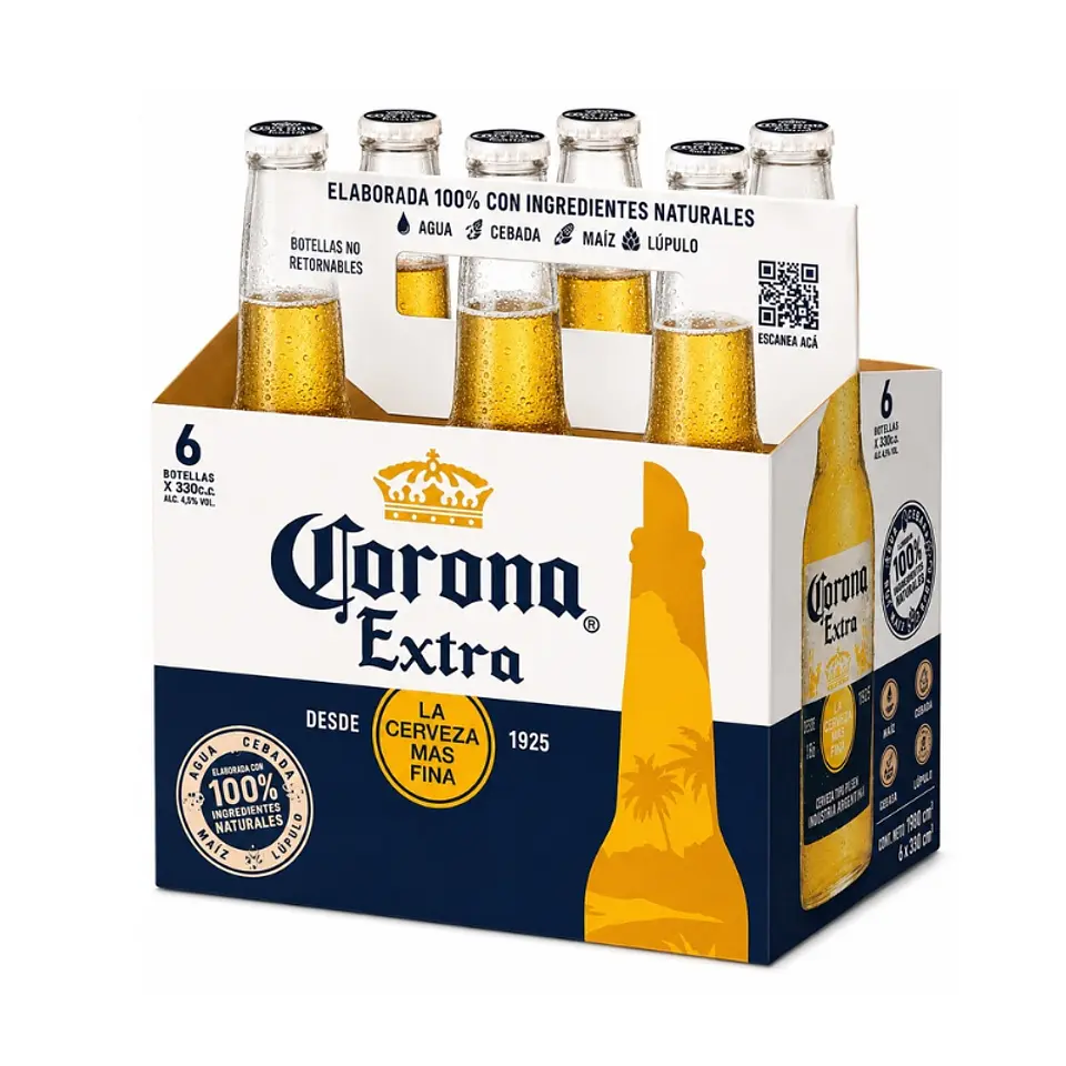 Pack 6 un. Cerveza Corona Lager 4.5° 330 cc 2