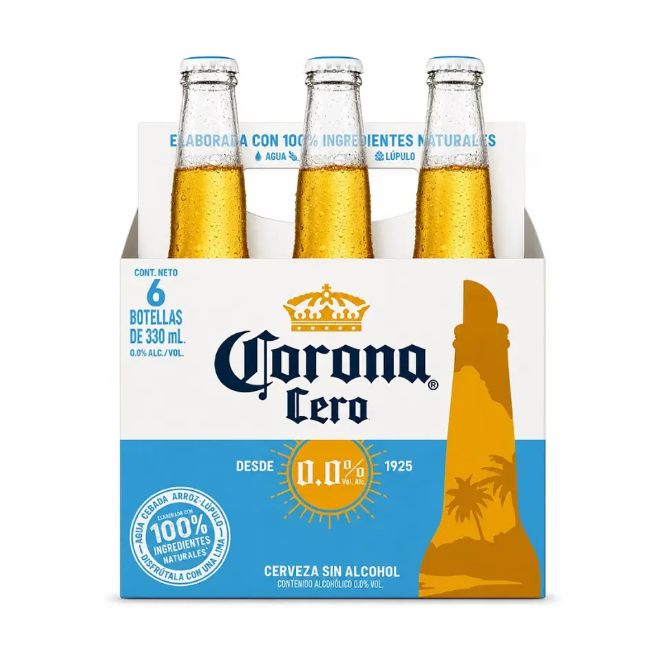 Pack 6 un. Cerveza Corona Lager Sin Alcohol 330 cc 2