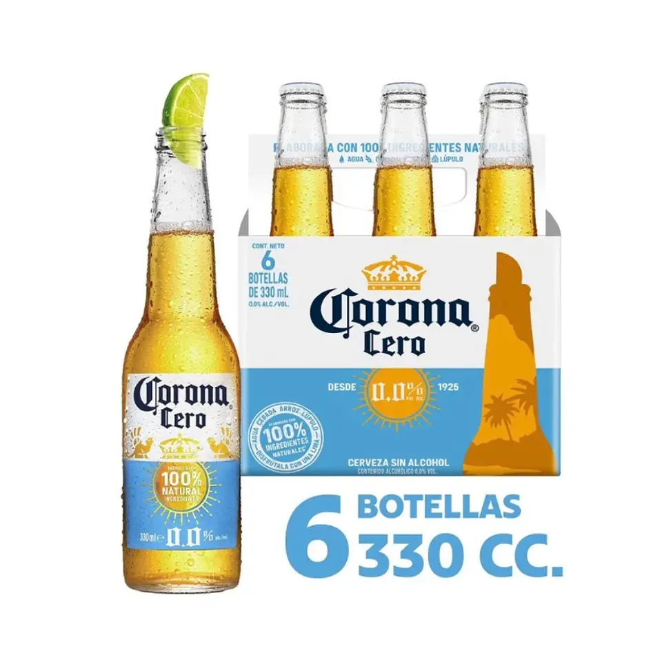 Pack 6 un. Cerveza Corona Lager Sin Alcohol 330 cc 1