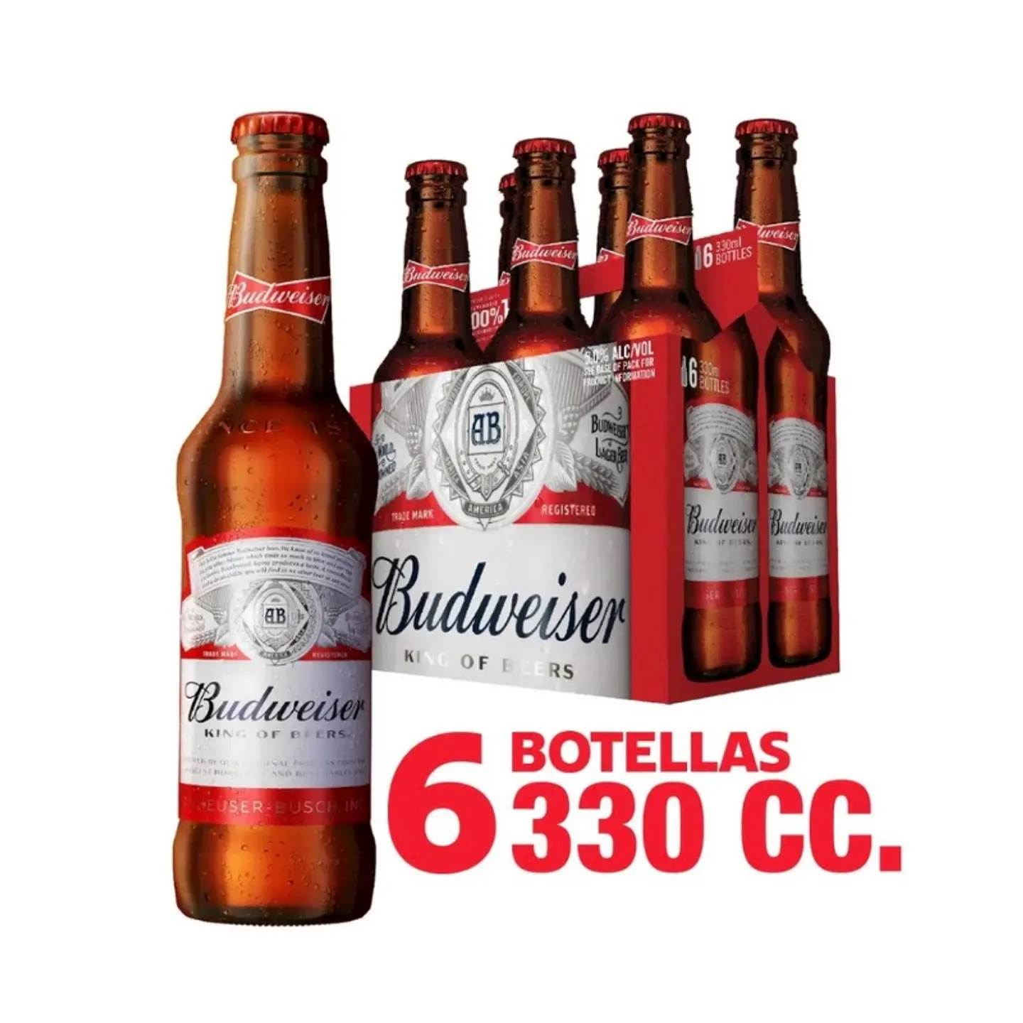 Pack 6 un. Cerveza Budweiser 5.0° 330 cc 1